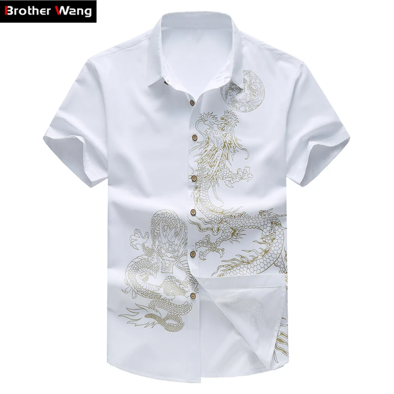 

Summer New Men's Shirt 2019 Male Fashion Leisure Pattern Printing Short Sleeve Shirt Chinese Wind Men's Clothing 6XL 7XL