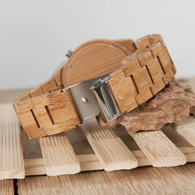 BOBO BIRD Bamboo Wood Men Watches Relogio Masculino Timepieces Quartz Wristwatches for Male C-D27