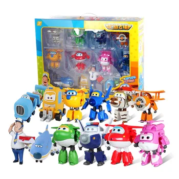 

4pcs/set Q Version+8pcs/set Big Super Wings Deformation Airplane Robot Action Figures Super Wing Transformation toys