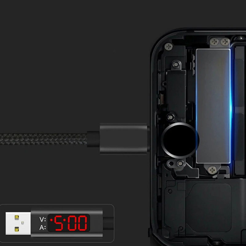 1 шт. 3A QC 3 0 Micro USB кабель зарядное устройство дисплей кабели + Type C 8 Pin для передачи