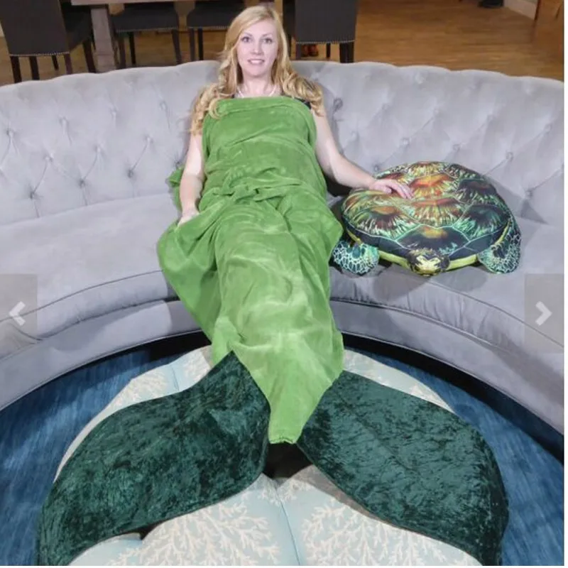 Soft Mermaid Tail Sofa plush Blanket Lap Throw Bed Wrap Fin Warm Cocoon Costume 176 68cm