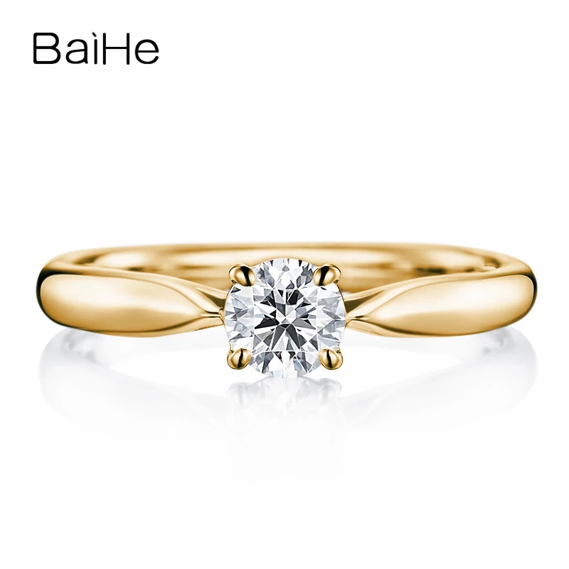 BAIHE однотонное 10K белое золото (AU417) сертифицировано 0.25ct круглый 100% муассанит