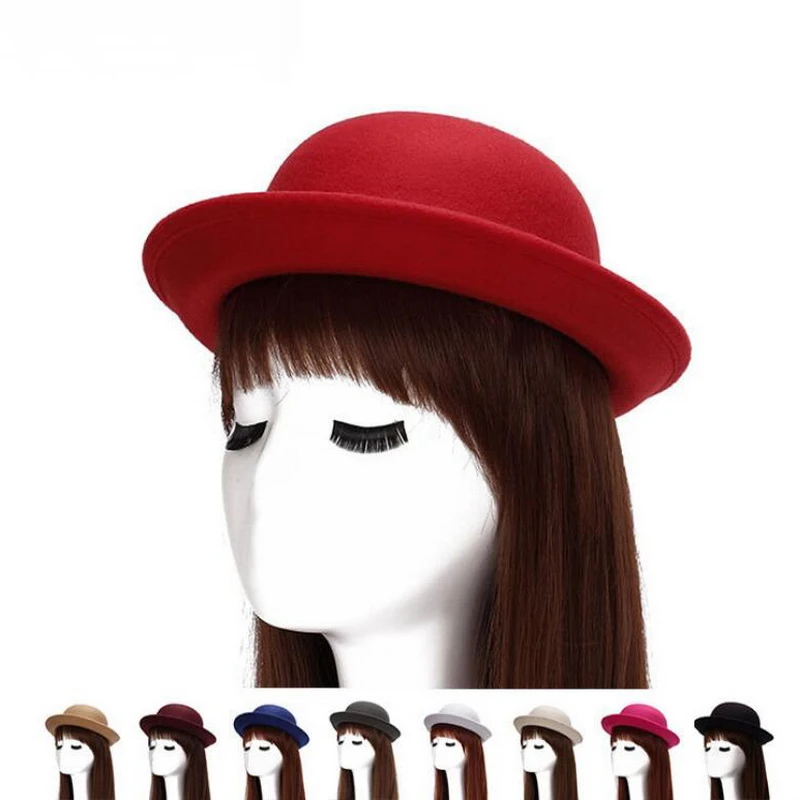 

1pc Charm Warm Women's Soft Worsted Mat Dome Rolled Hat Cap Colorful Gorras Beauty Red Black 2015 Fashion