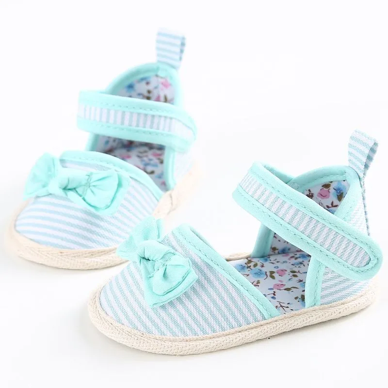 Милая обувь для маленьких девочек полосатая обувь для принцессы с бантом, Нескользящие сандалии для малышей 0-18 месяцев 66