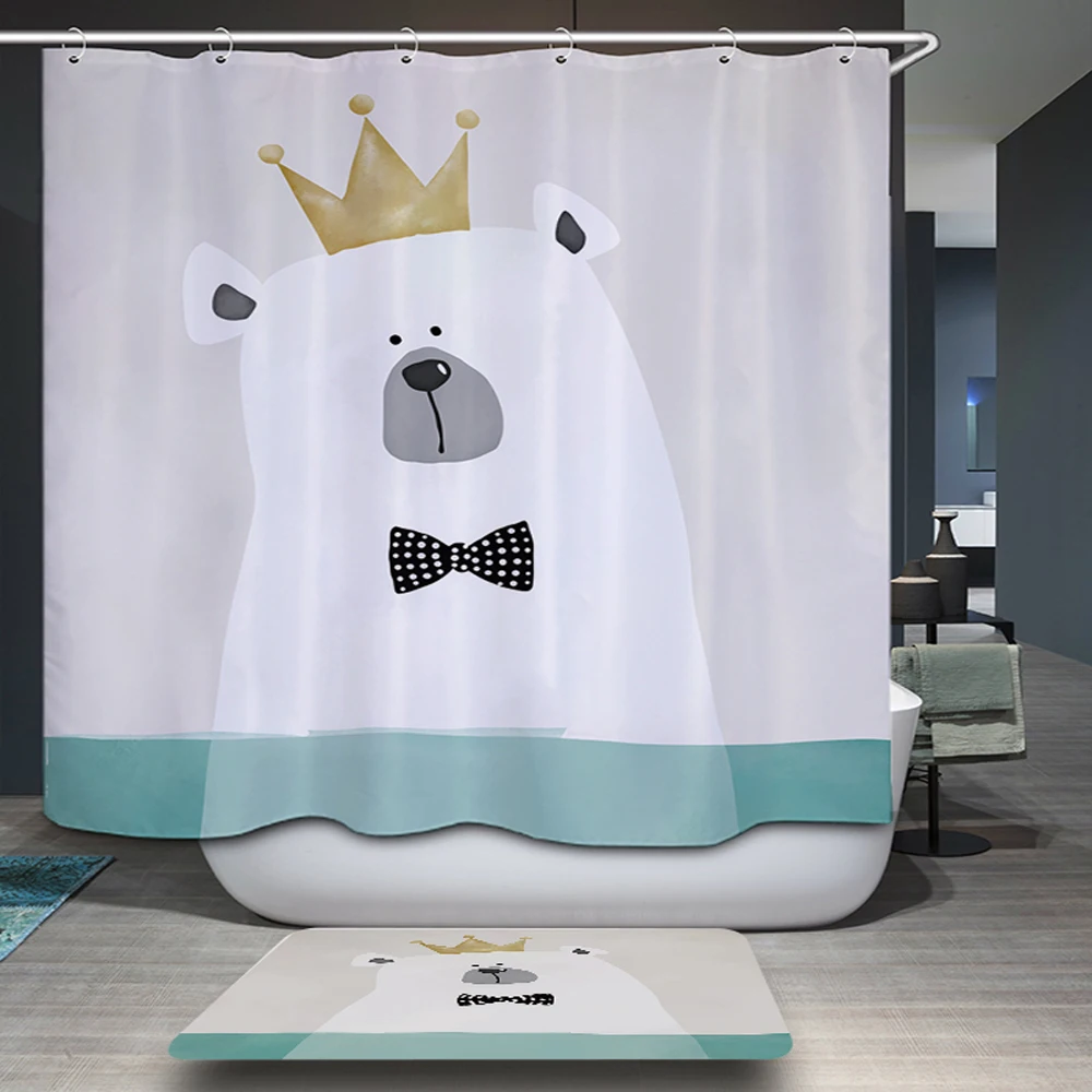 Smiry Cartoon Funny Shower Curtain Polyester Waterproof Lovely Bear