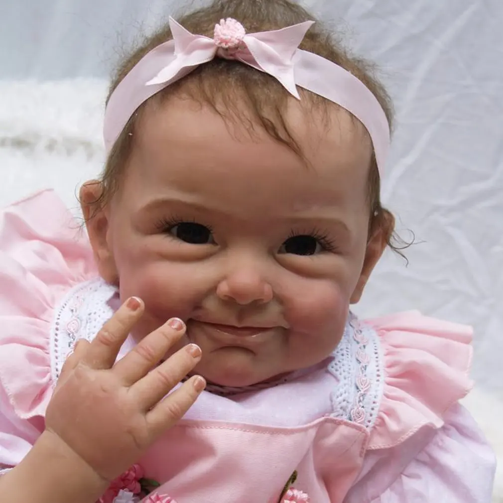 

Hot! 55CM Reborn Baby Doll Toy Black Baby Girls Realistic Alive Silicone Doll Play House Toys Wonderful Birthday Gift For Girls