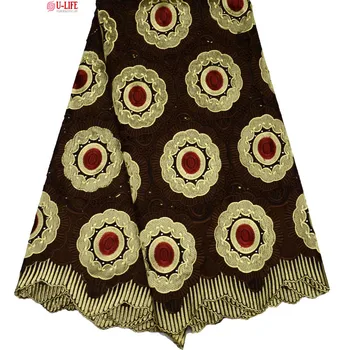 

African Swiss Voile Lace High Quality Nigerian Wedding Lace Fabrics 5 Yards 100% Cotton Stones of Dry lace with dress BG-046
