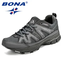 BONA Birkaç Popüler Tarzı Erkek koşu ayakkabıları Örgü Inek Bölünmüş Mikrofiber Erkekler spor ayakkabılar Lace Up Açık koşu ayakkabıları Erkek Spor Ayakkabı