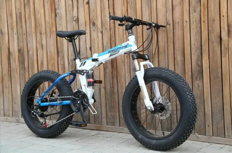 Perfect Snow Bike Folding MTB 20" 7 21 24 27 speed double disc mountain Fat Bicycle Suspension Steel Frame 4" Tire aluminum wheel 20kgs 4