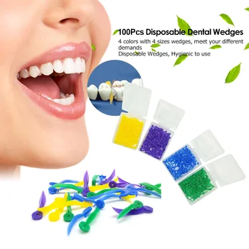 

100pcs Disposable Dental Plastic Wedge with Hole 4 Size Arc Concave Design Dental Materials Supply