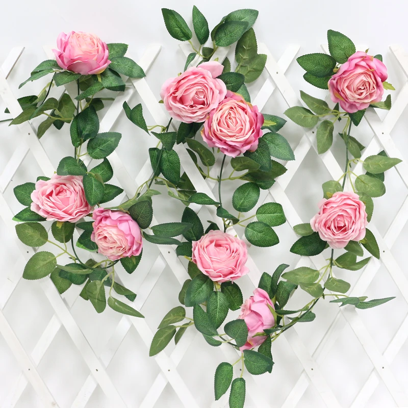 JAROWN Artificial 2m Multi Flower High Quality Rose Vine Fake Flower European Rose Home Wall Hanging Rattan Wedding Decor Flores (52)