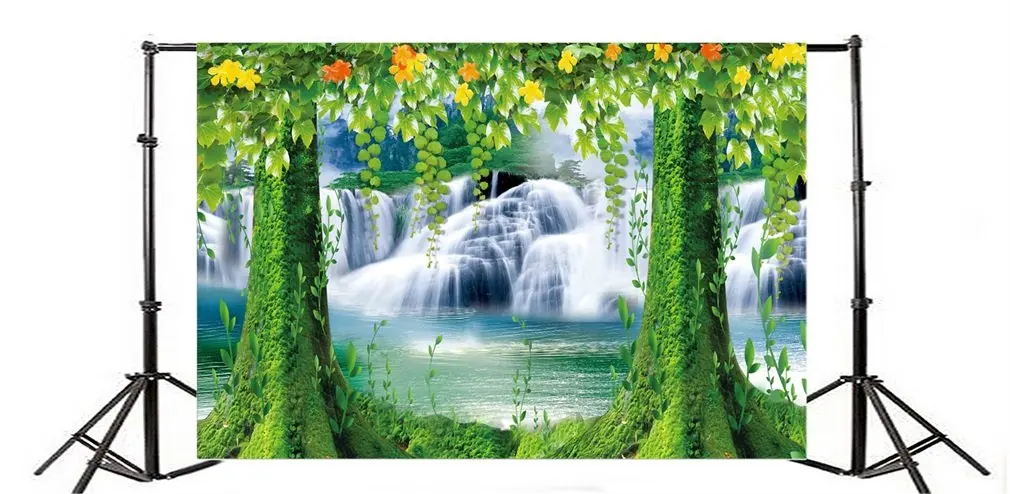 

Photography Backdrop Fantasy Green Trees Waterfall