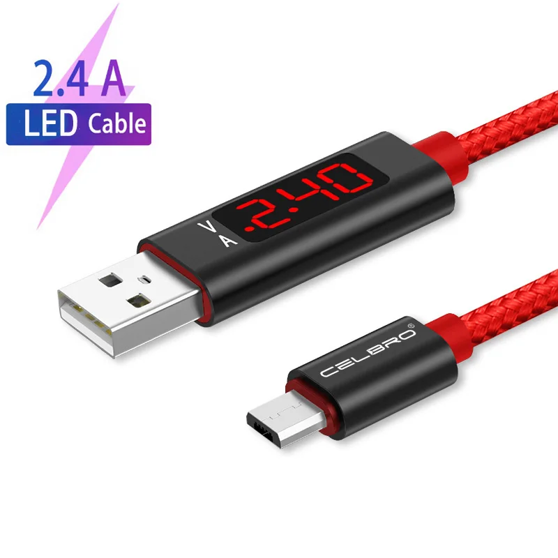 

1m Led Display Micro Usb Cable Fast Charging 2.4a Usb Quick Charge 3.0 Cable Micro-usb Cable for Xiaomi Redmi Note 6 Pro 6A S2