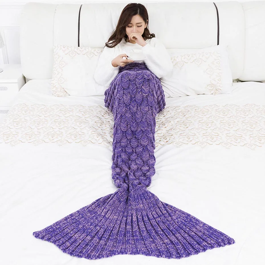ISINOTEX, мягкое вязаное одеяло «хвост русалки», спальный мешок ручной работы для детей и взрослых, лучший подарок на день рождения и Рождество
