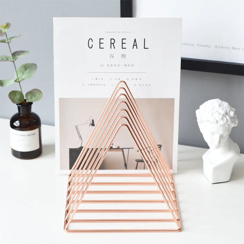 Ins الاسكندنافية روز الذهب الفاخرة رف هندسة المعادن الصحف والمجلات التخزين رف الذهب ديكور المنزل الرف