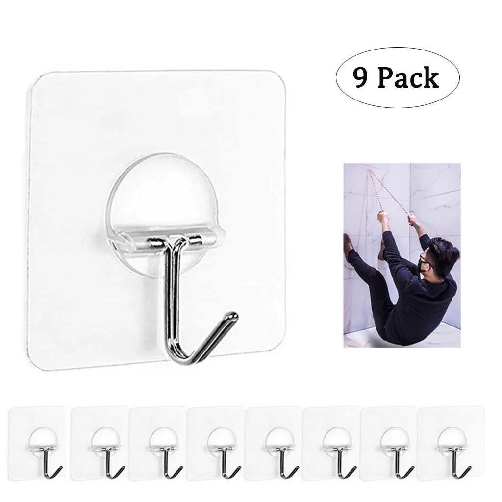 

Multi-function hook Plastic Sticky hook 9 x Strong Transparent Suction Cup Sucker Wall Hooks Hanger For Kitchen Bathroom w517