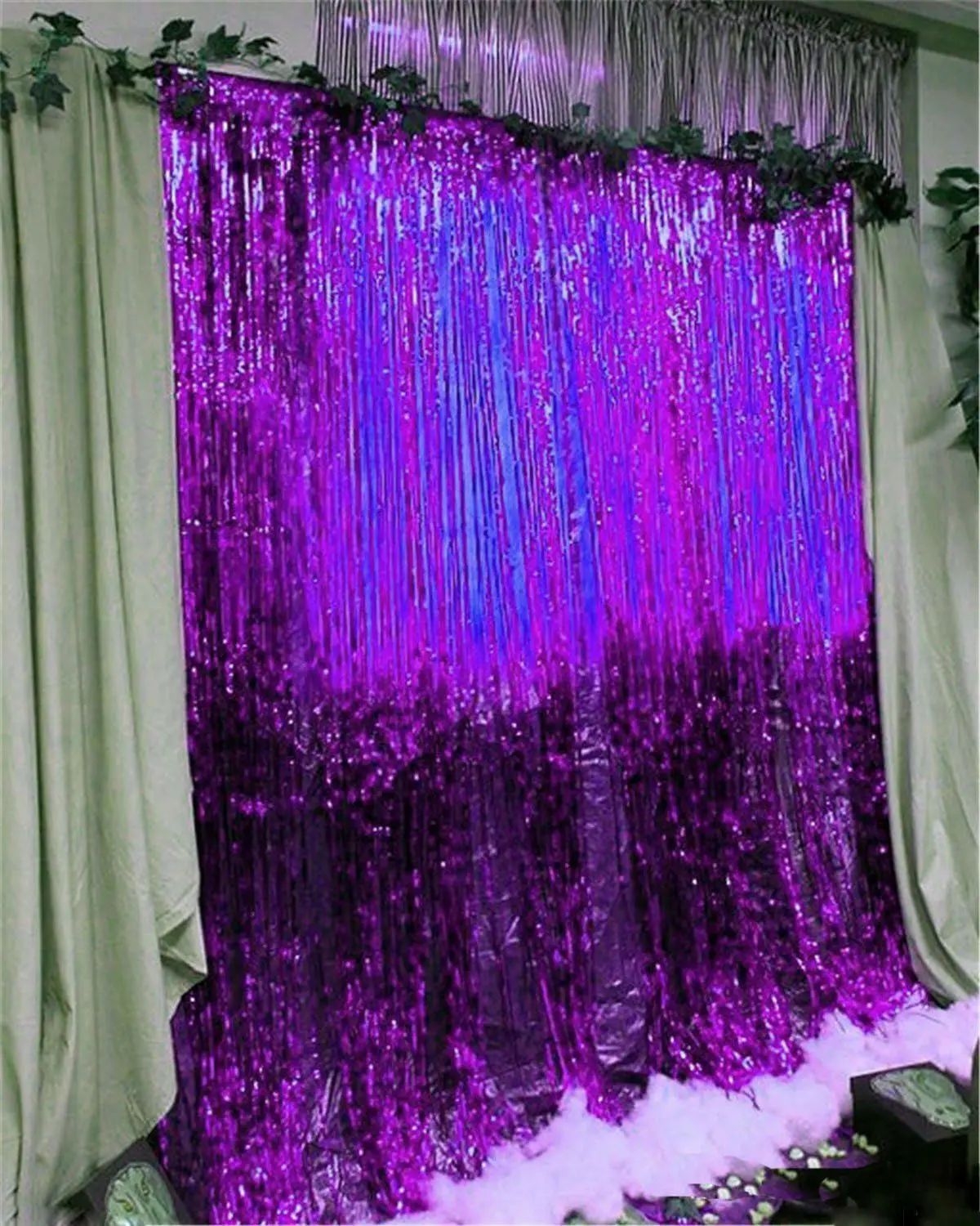 Metallic Shimmer Tinsel Foil Fringe Window Curtain Wedding Party Decor