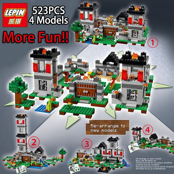font b LEPIN b font 4models 523pcs My world Minecraft Building Blocks Bricks Toys For