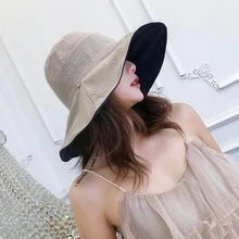 Новая женская мода лаконичная Повседневная двойная одежда с широкими полями УФ-защита складное ведро шляпа