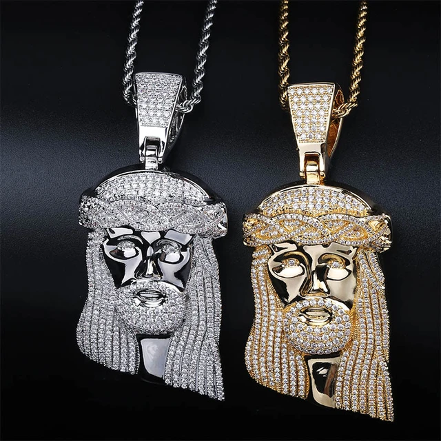 Plated Iced Out Big Jesus Piece Pendant Necklace Chain For Women Hip Hop  Big Iced Out Pendant Stainless Steel Necklace For Men - AliExpress