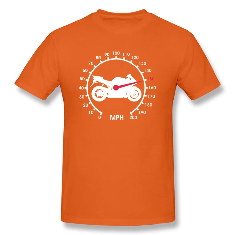 Printed whiteMotorcycle-Gears-Speedometer-Biker Crew Neck T Shirts Summer T Shirt Short Sleeve for Men New Coming Cotton Tshirts whiteMotorcycle-Gears-Speedometer-Biker orange