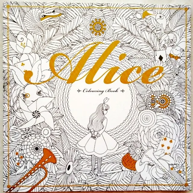 96 Pages Alice In Wonderland Colouring Book For Adult Relieve Stress Secret Garden Style Graffiti Painting