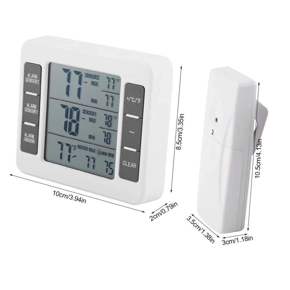 1 предмет Беспроводной цифрового холодильник Therometer с 2 шт. Сенсор мин/Дисплей