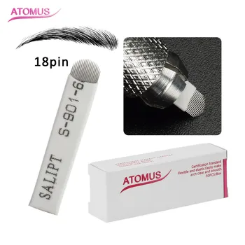 

ATOMUS 50pcs Tattoo Needles Shading Blades 18 Pins Fog Eyebrow Lips Double Row Microblading Tattoo Needles