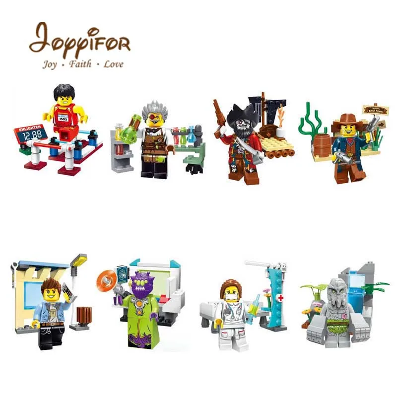 

Joyyifor 8in1 Athlete Pirate Captain Alien Stone man Educational Compatible with LegoINGlys Building Blocks Toys Children Gift