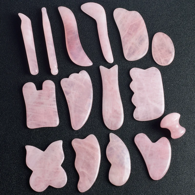 

Facial Jade Gua Sha Massage Tool Natural Rose Quartz Scraping board Body Scraper Crystal Scratching Guash Health Care Massager