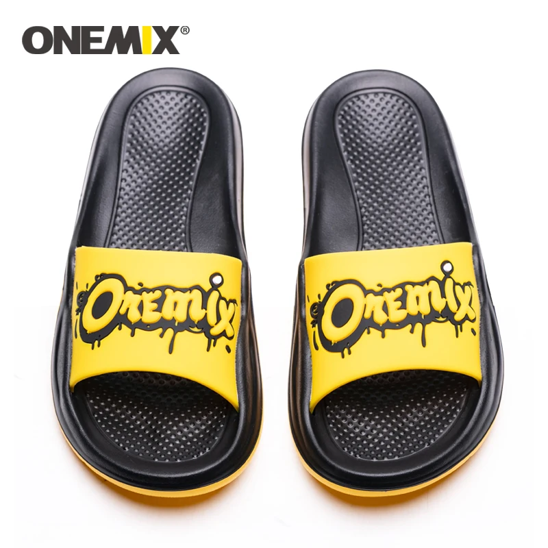 Мужские и женские пляжные сандалии ONEMIX шлепанцы унисекс с граффити на плоской