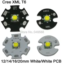 1 шт. CREE XML XM-L T6 светодиодный U2 10 Вт белый светодиодный Диод высокой мощности с 12 мм 14 мм 16 мм 20 мм черный или белый PCB для фонарика