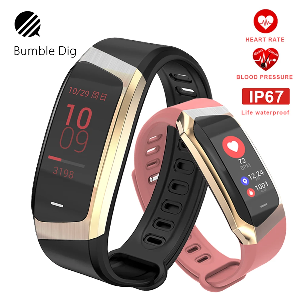 

B-DIG Smart Band E18 Color Touch Screen IP67 Waterproof Blood Pressure Oxygen Heart Rate Monitor Sport Bracelet Talk Band Mi 2 3