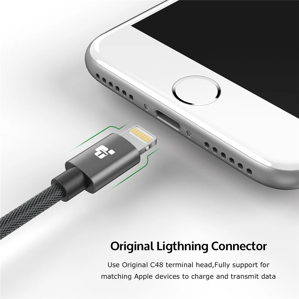 TIEGEM MFi, кабель USB для iPhone X Xs Max XR 2.4A, быстрая зарядка, USB кабель для передачи данных для iPhone 8 7 6 Plus, USB шнур для зарядки