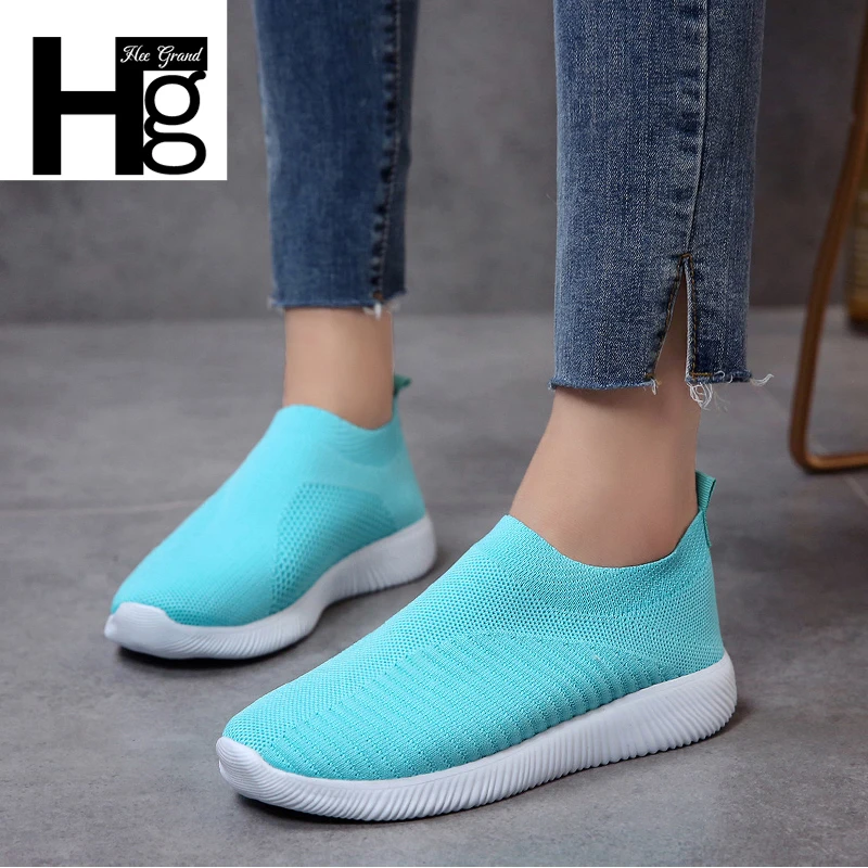 

HEE GRAND 2018 Fashion Mesh Casual Solid Round Toe Flat Shoes Autumn Soft Walking Footwear Large Size 35-43 XWC1440