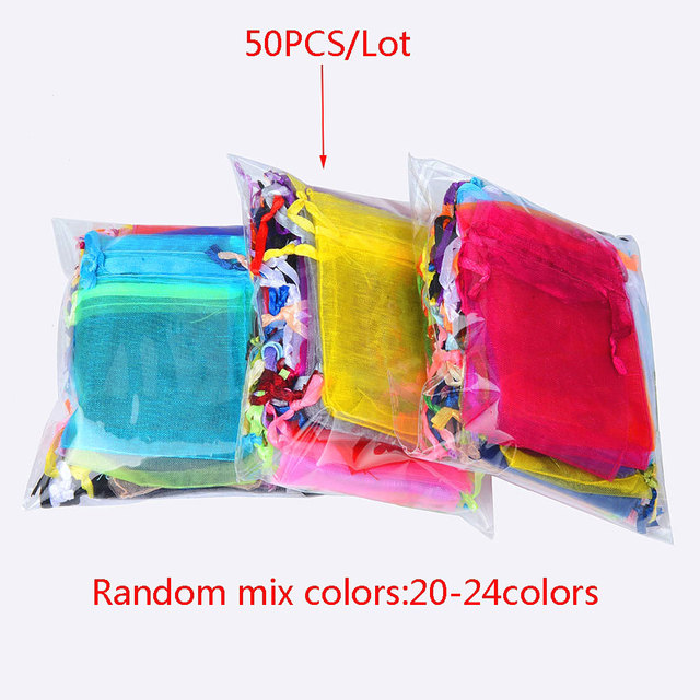 24 Colors Organza Bags 7x9 9x12 10x15 13x18CM Jewelry Packaging Bags Wedding Gift Storage Drawstring Pouches Wholesale