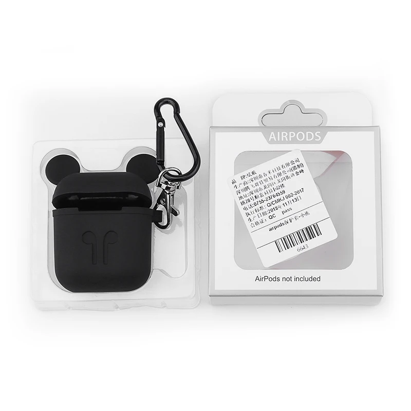 Силиконовый защитный чехол для Apple гарнитура для airpods чехол для Airpods1/2/i9S/i10/i10s/i10 Max/i10/i11/i12/i13 Tws зарядная коробка - Цвет: Mickey black