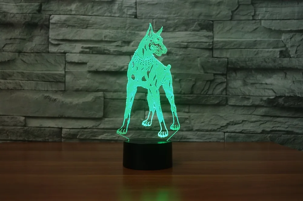 Креативный Doberman Стиль 3d ночник USB заряжаемая настольная лампа изменение цвета