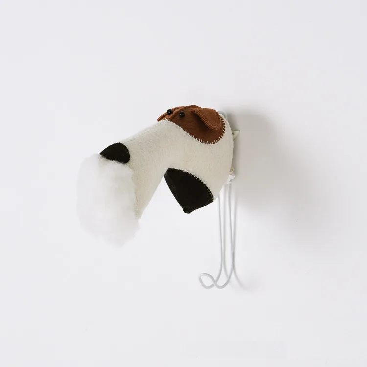 Милая 3D настенная голова животного защита украшения Фаршированная голова игрушки настенные крепления для детской комнаты Настенные вешалки домашний декор - Цвет: Dog