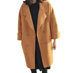 Пальто женское Новое тонкое шерстяное пальто женское с длинным рукавом с отложным воротником Верхняя одежда куртка Повседневная Осень