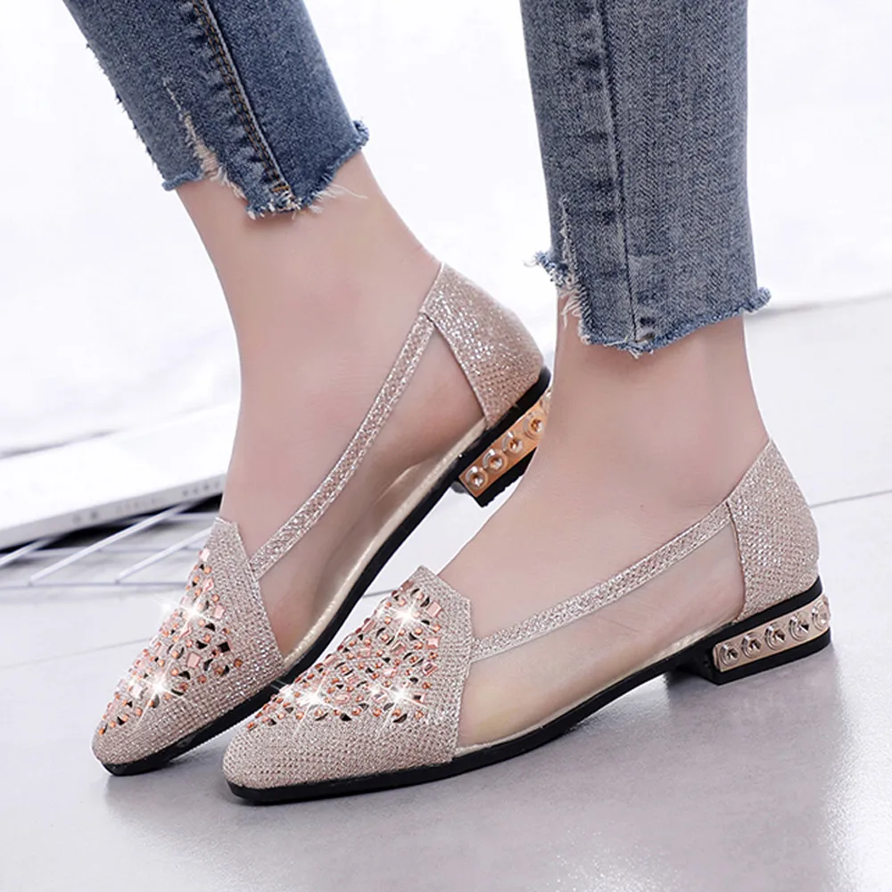 

shoes women baleriny Shoes Ballet With Low Heel women luxuary Pointed Toe Breathable Hollow Out Shoes #TX4