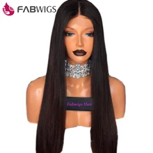 Fabwigs Pre Plucked Full Lace Human Hair Wigs with Baby Hair Brazilian Remy Straight Human Hair