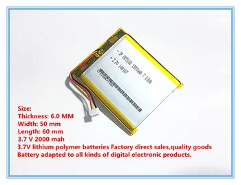 

3 thread 605060 3.7V 1900mah Lithium polymer Battery With Protection Board For MP5 GPS Tablet PC Digital Products Free Shipping