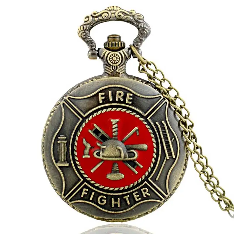 Винтаж БРОНЗА США пожарных Управление кварцевые карманные часы