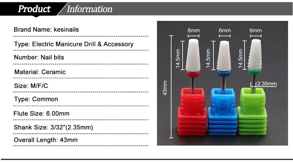 Kesinails керамические сверла для ногтей маникюрная машинка аксессуары роторный Электрический пилочки для ногтей маникюрный резак инструменты для дизайна ногтей