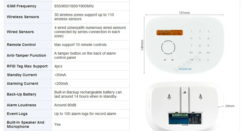 HOMSECUR ЖК-дисплей Беспроводной и Проводная GSM SMS Автодозвон сигнализации дома Системы с Температура Сенсор с ру доставка