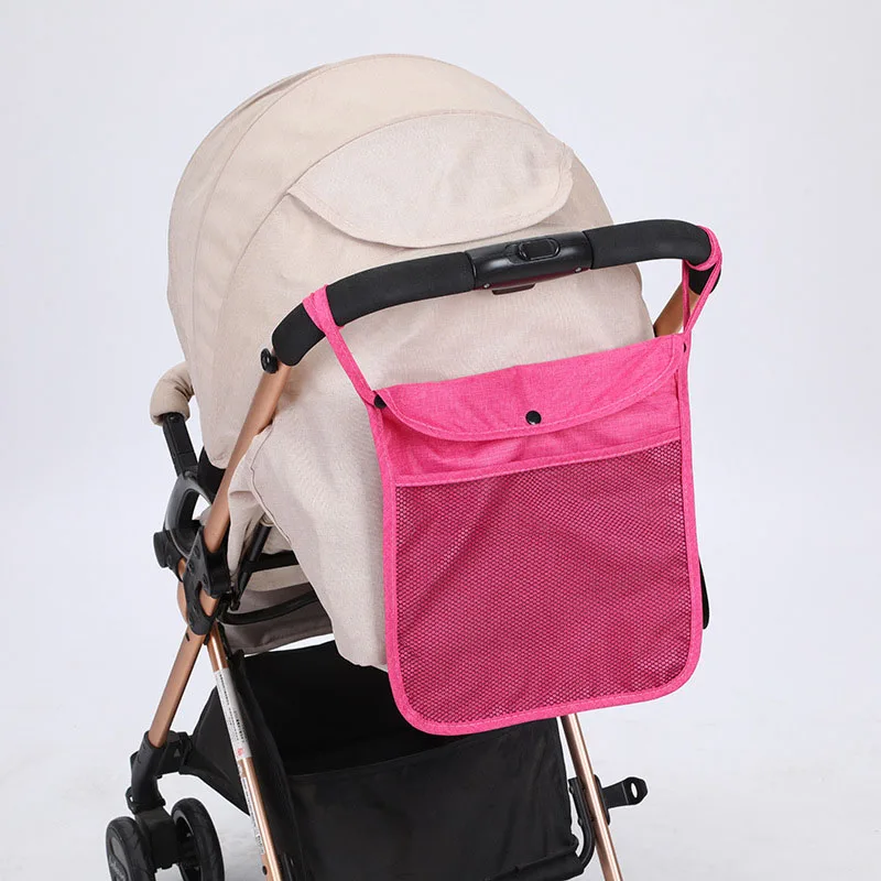 Сумка-Органайзер для детской коляски, серая подстаканник для детской коляски, сумка для хранения бутылок, Сетчатая Сумка для подгузников, аксессуары для детской коляски yoya - Цвет: 34x30cm-Rose pink