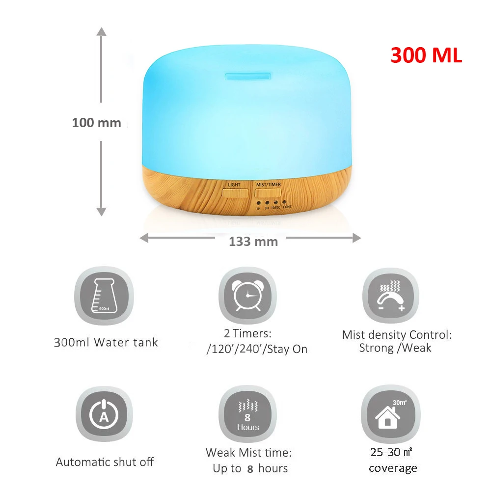 Air Humidifier Essential oil diffuser 300ML 500ML Ultrasonic Cool Mist Maker Fogger Humidifier LED Lamp Aroma Diffuser Electric Uncategorized cb5feb1b7314637725a2e7: 300ML|300ML|500ML|500ML 