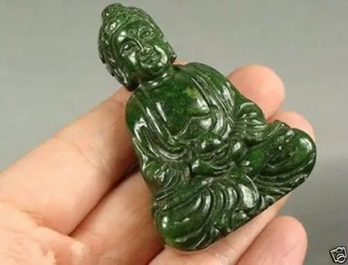 

free shipping CHINESE GREEN JADE STONE HANDWORK CARVED BUDDHA STATUE
