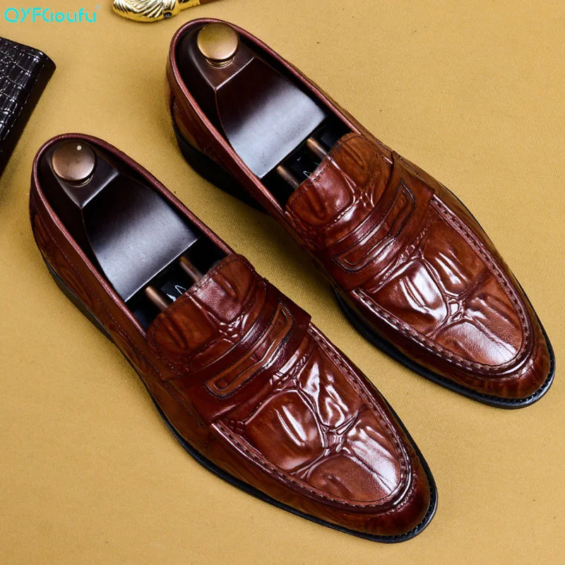 

QYFCIOUFU Men Shoes Formal Genuine Leather Business Casual Shoes Men Dress Office Luxury Shoes Male Breathable Oxfords US 11.5